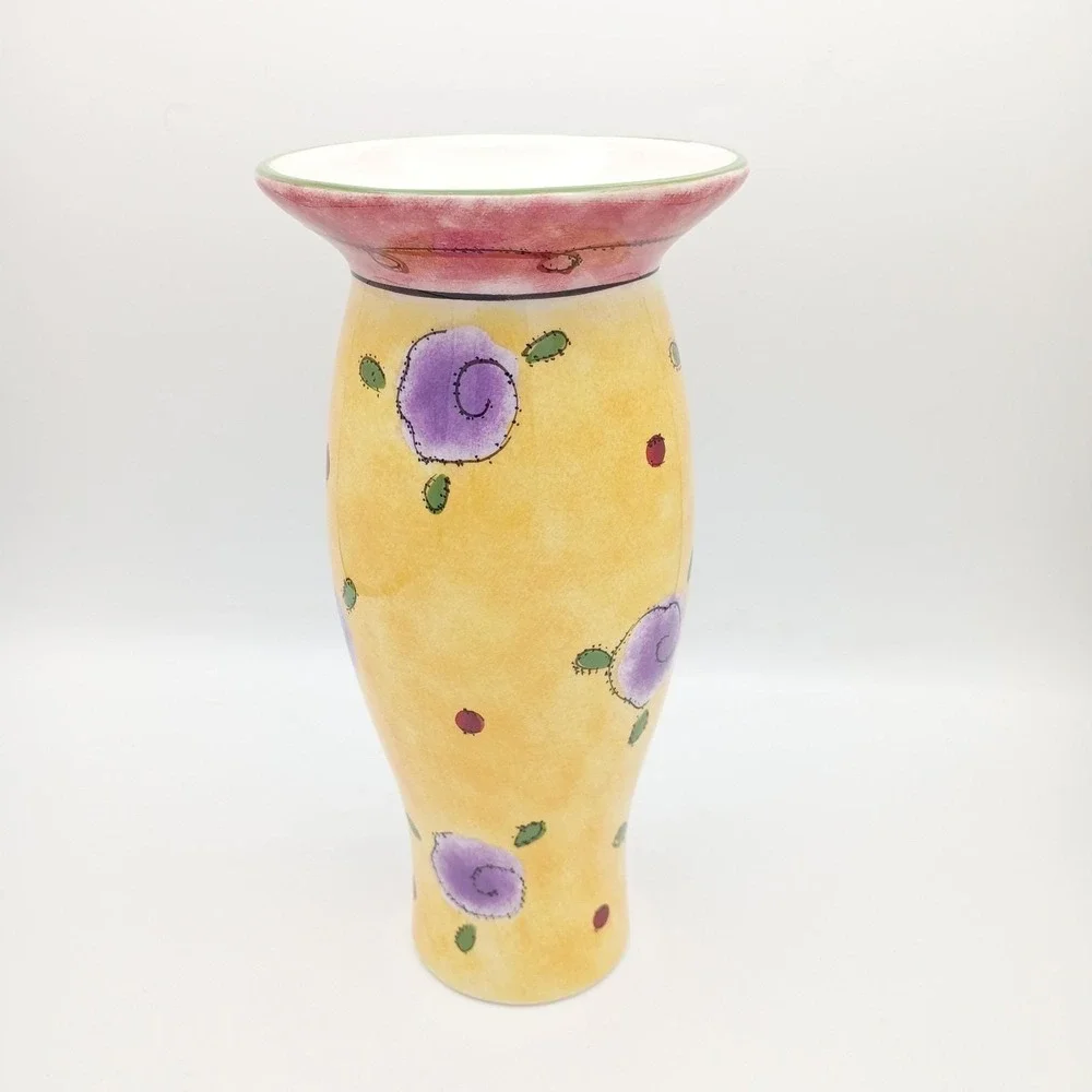 Vintage Napco Whimsical Ceramic Pottery Vase Hand Painted 9